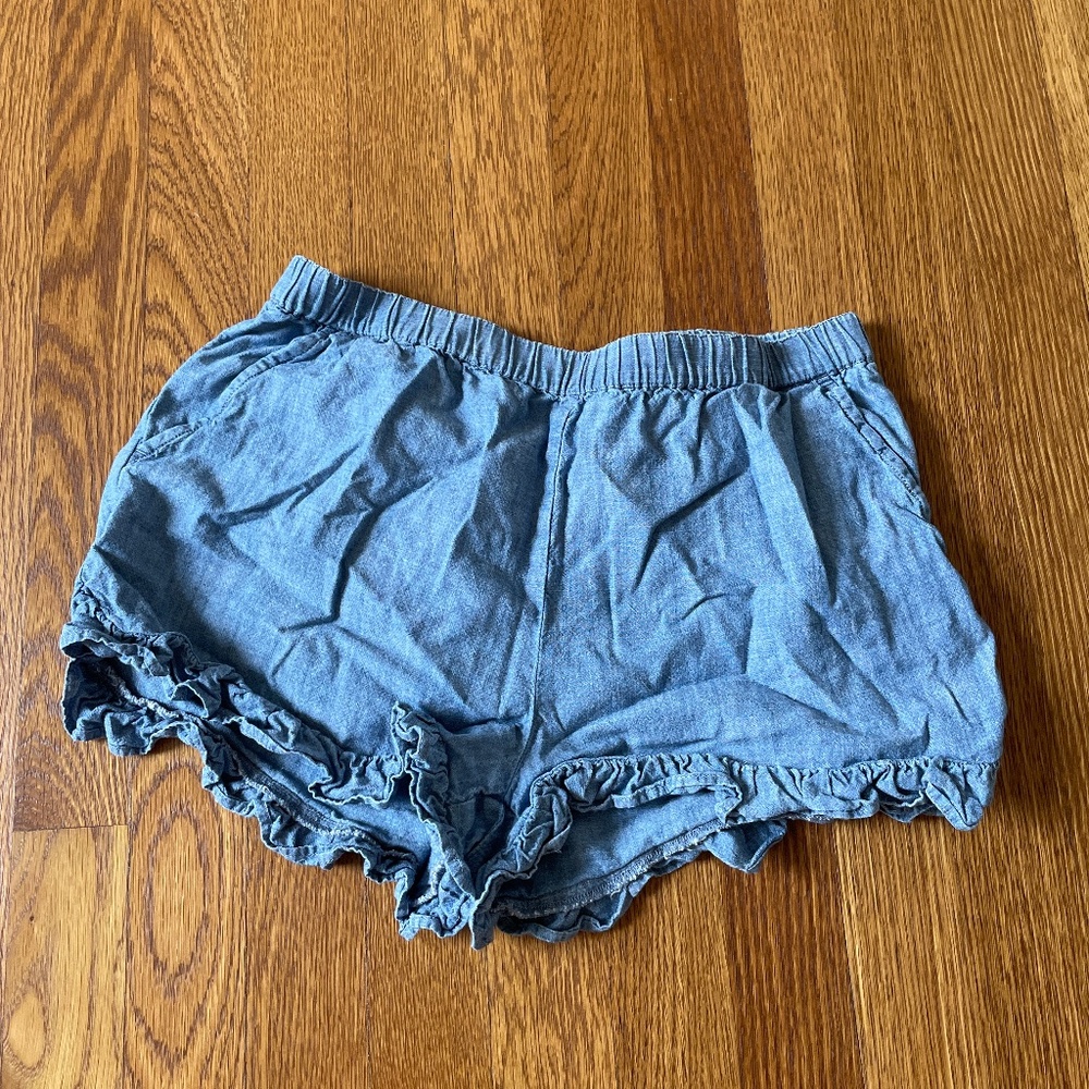 Crewcuts denim blue ruffle shorts kids size 14
